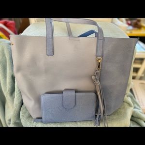 Large Periwinkle Tote with Matching Wallet New